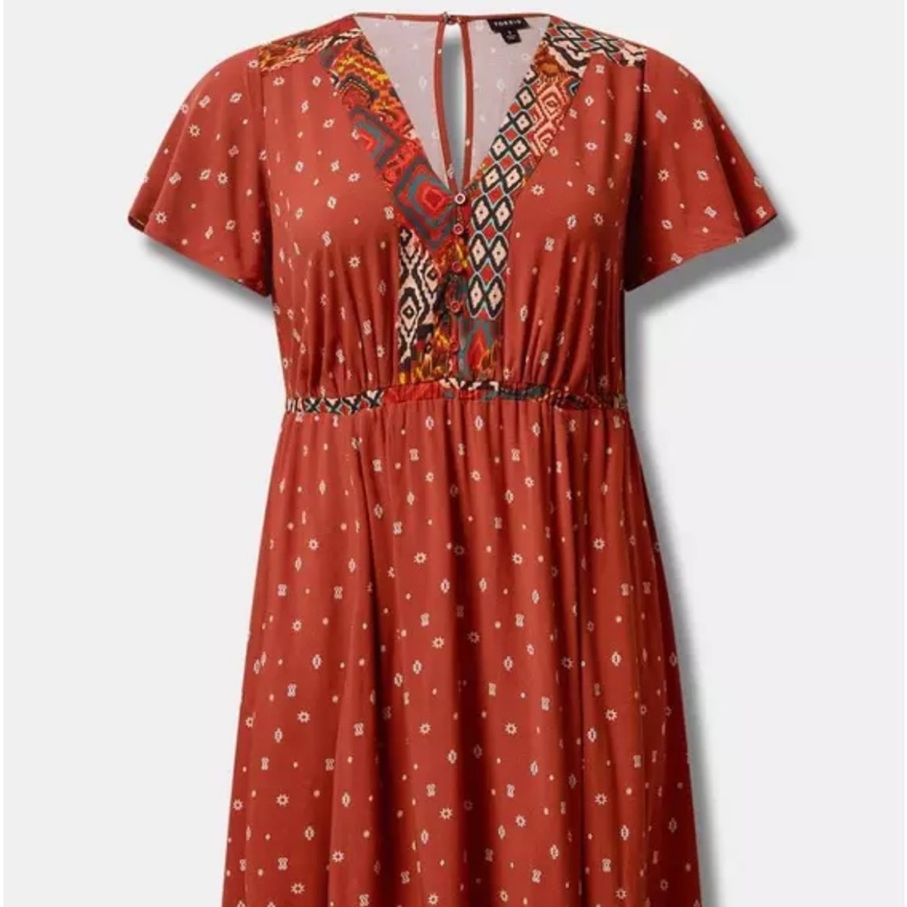 Torrid Terracotta Patterned Dress - Picture 2 of 8